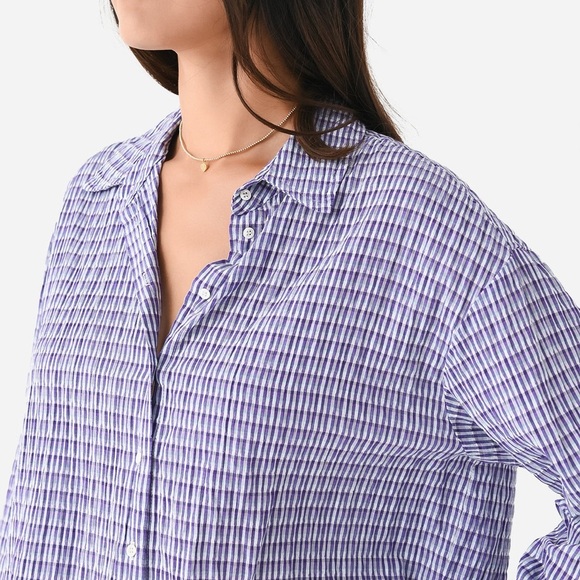 XiRENA Tops - XiRENA Women’s Dawson Crinkled Button Down Shirt Longsleeve in Plaid Purple XS